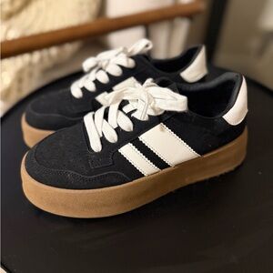 Madden Girl Black and White Sneakers with Gum Sole